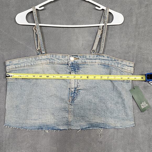 Wild Fable Reworked Cropped‎ Denim Tank Top Size Large - Picture 7 of 9